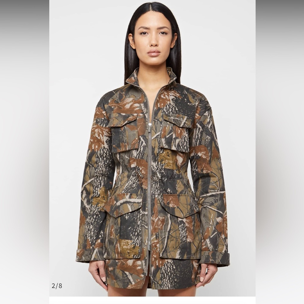 Maniere De Voir nature camo print military jacket dress UK size 6